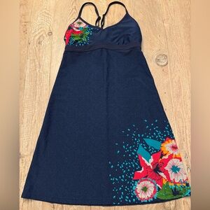 Athleta Swim Dress Small Navy floral accent